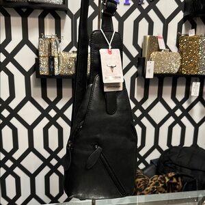 Stylish Black Leather Sling Bag